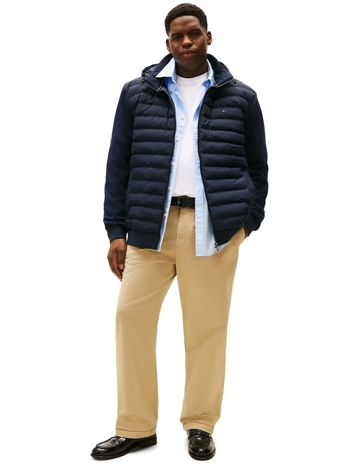 Mix Media Hooded Zip Through Jacket in Navy image 4