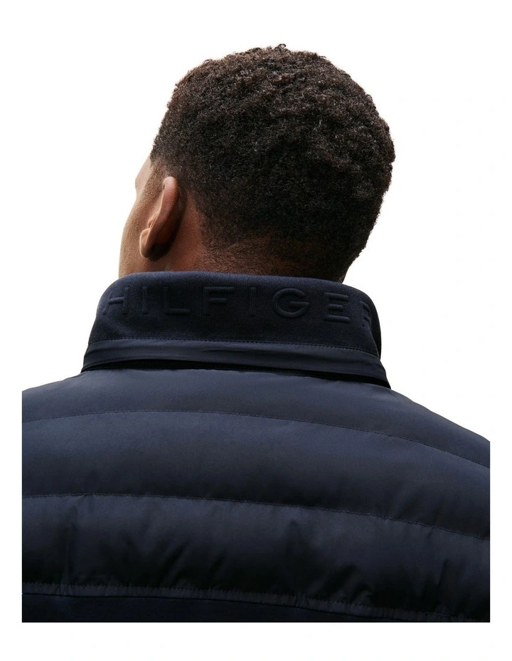 Mix Media Hooded Zip Through Jacket in Navy image 5