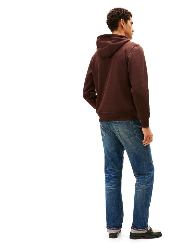 Logo Embroidery Flex Fleece Hoody in Brown image 3