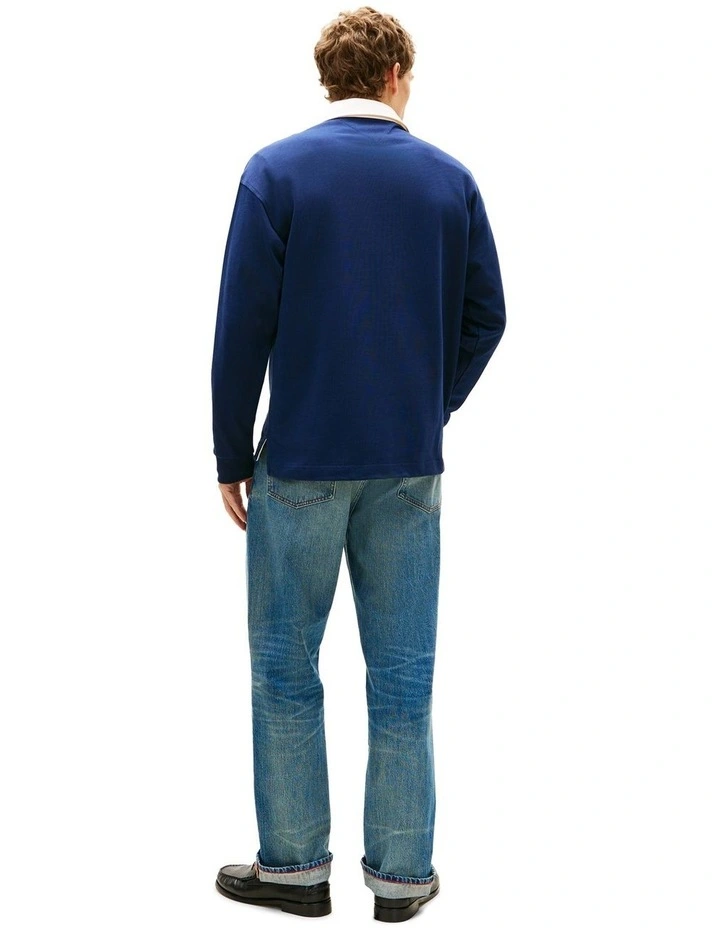 Flag Logo Relaxed Rugby Shirt in Navy image 3