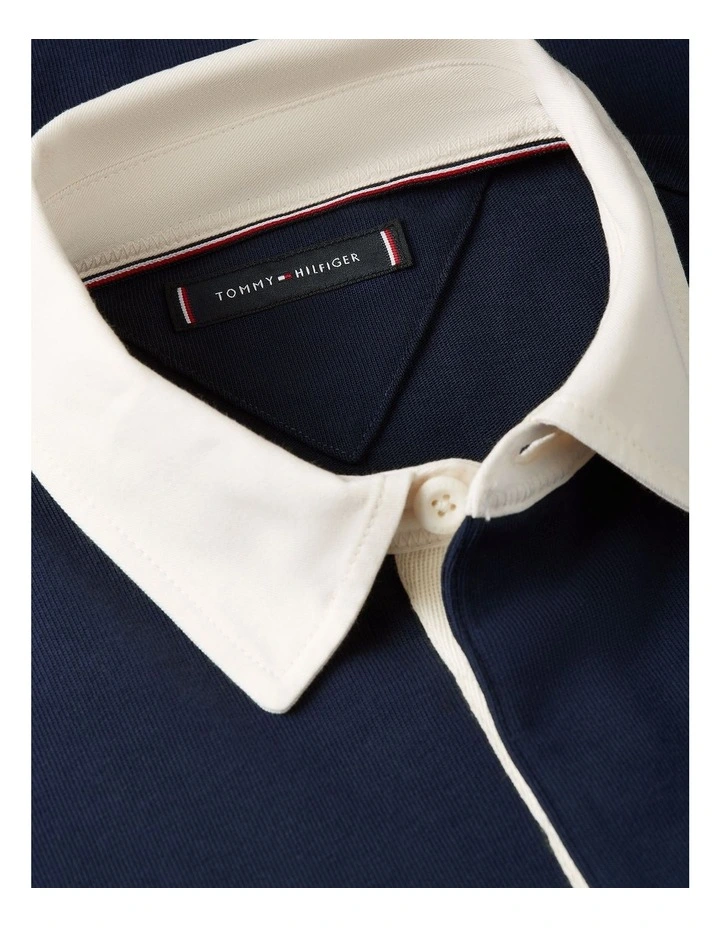 Flag Logo Relaxed Rugby Shirt in Navy image 5