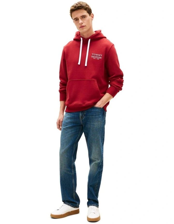 Heritage Logo Embroidery Drawstring Hoody in Red image 3