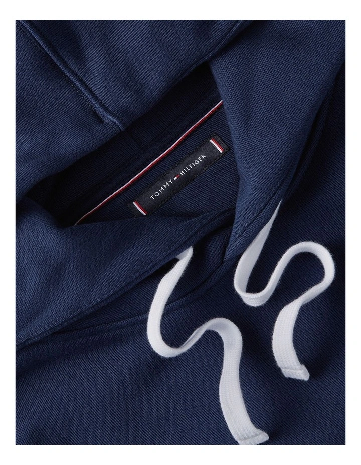 Heritage Logo Embroidery Drawstring Hoody in Blue image 5