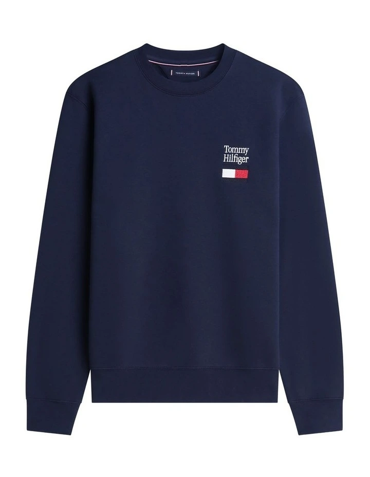 Embroidered Flag Sweatshirt in Navy image 6