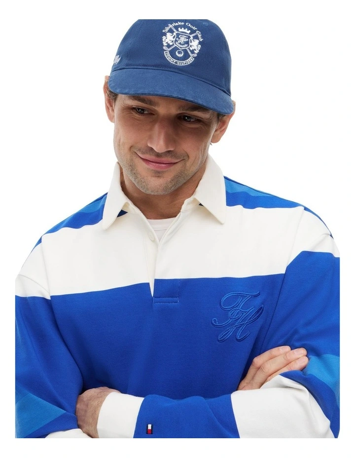 Stripe Relaxed Rugby Shirt in Blue image 3