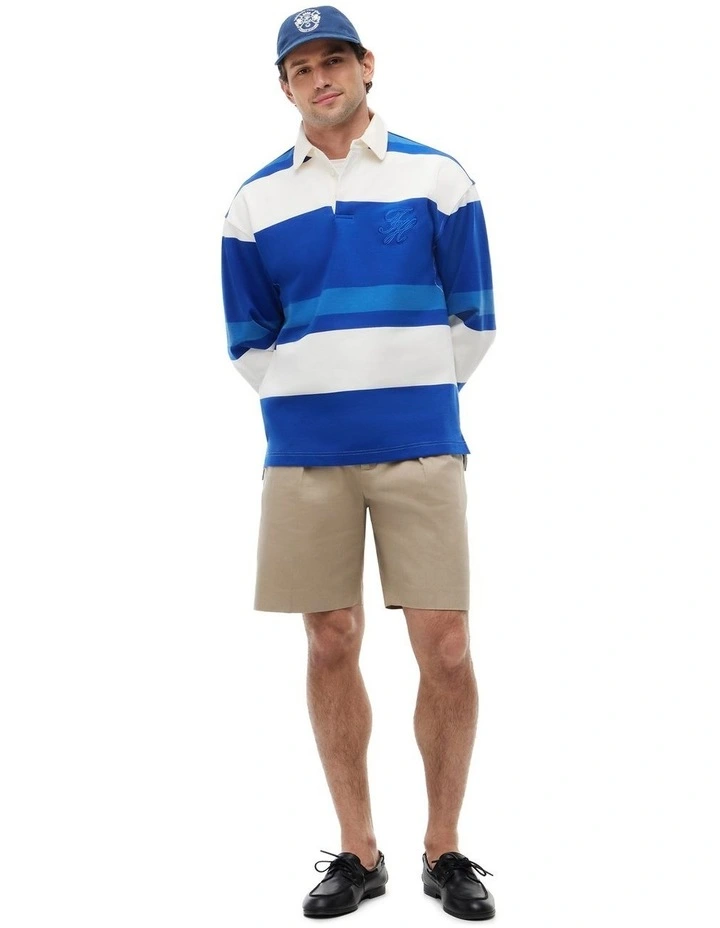 Stripe Relaxed Rugby Shirt in Blue image 4