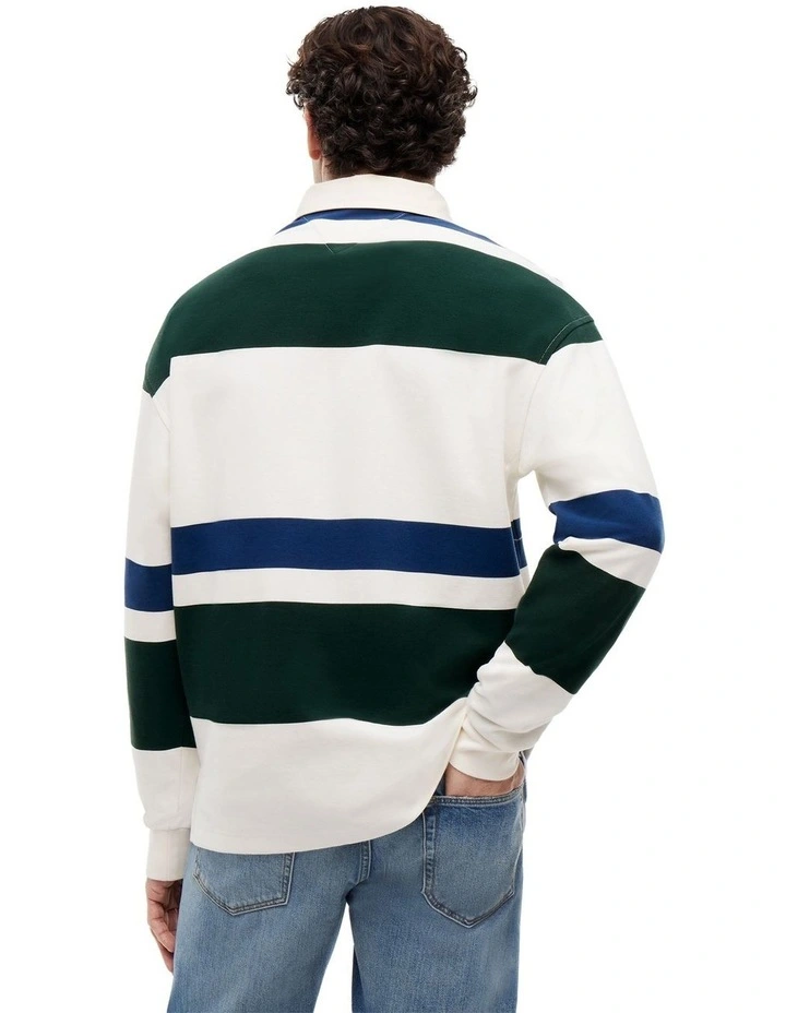 Stripe Relaxed Rugby Shirt in Cream image 2