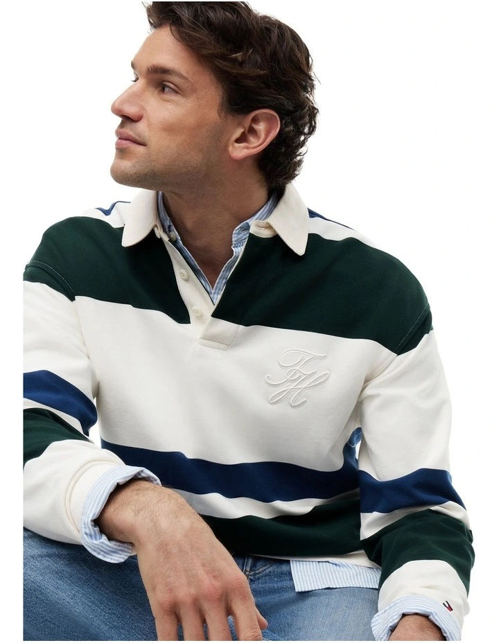 Stripe Relaxed Rugby Shirt in Cream image 3