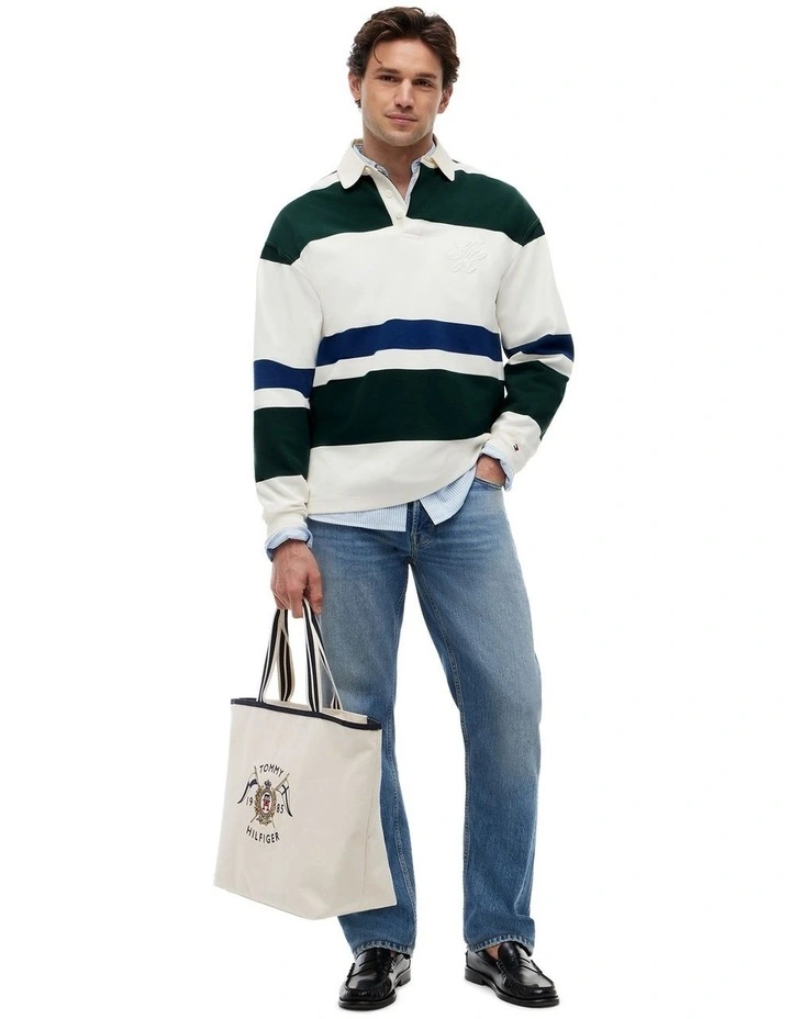Stripe Relaxed Rugby Shirt in Cream image 4