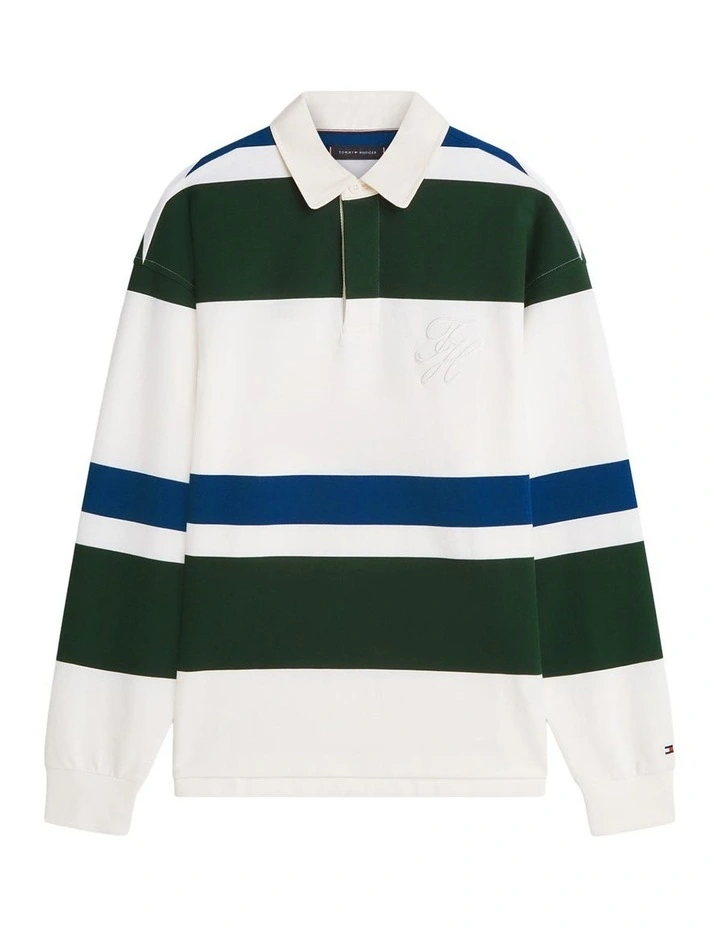 Stripe Relaxed Rugby Shirt in Cream image 6