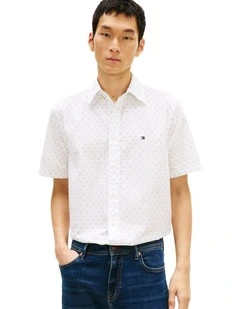 Flex Printed Poplin Shirt in White