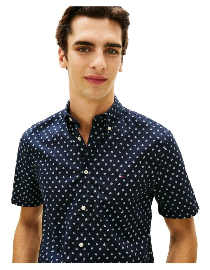 Flex Printed Poplin Shirt in Navy image 2