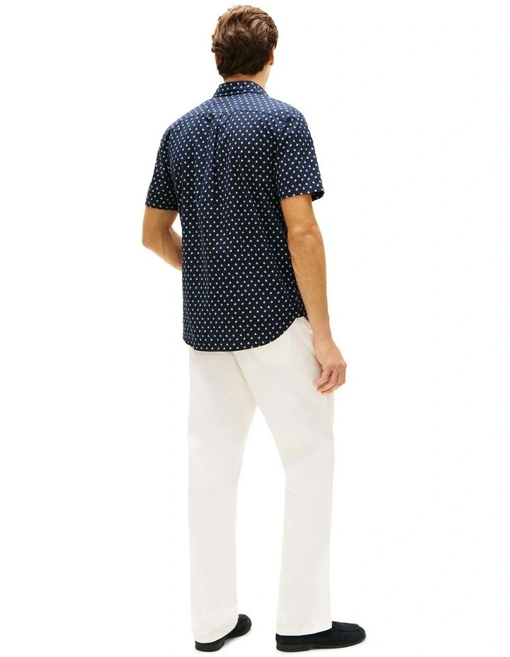 Flex Printed Poplin Shirt in Navy image 3