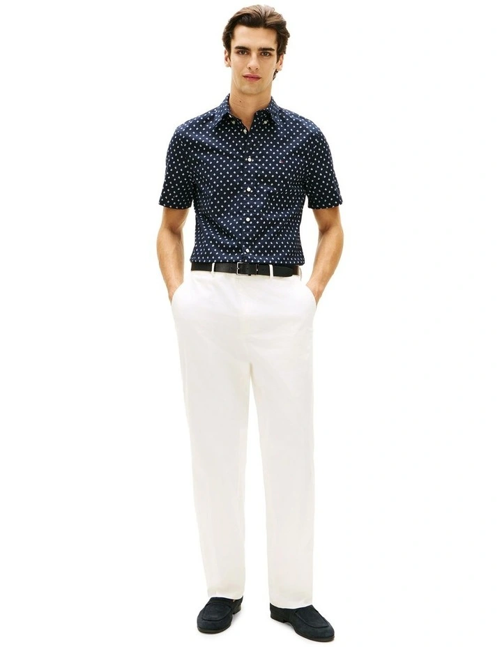 Flex Printed Poplin Shirt in Navy image 4
