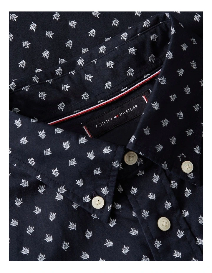 Flex Printed Poplin Shirt in Navy image 5