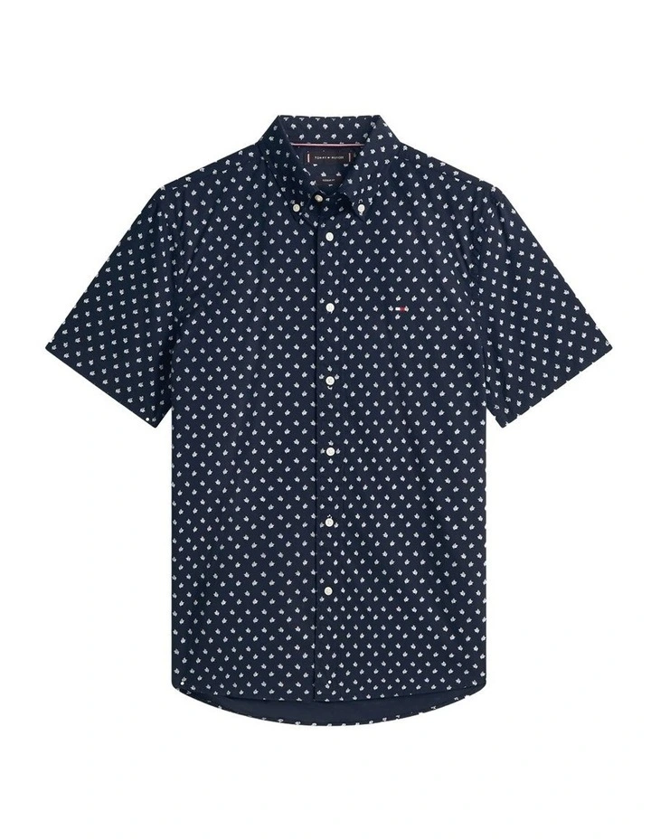 Flex Printed Poplin Shirt in Navy image 7