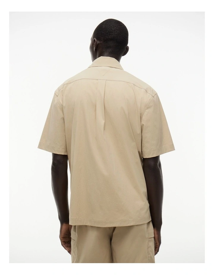 Performance Oversized Utility Short Sleeve Shirt in Beige image 2