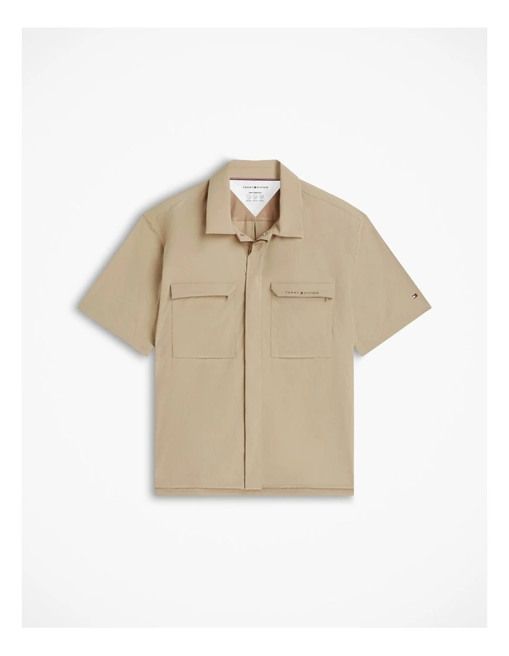Performance Oversized Utility Short Sleeve Shirt in Beige image 5