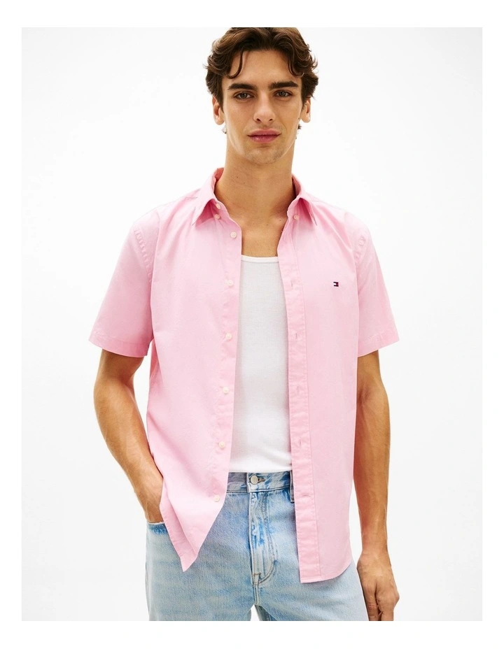Flex Solid Poplin Shirt in Pink image 1