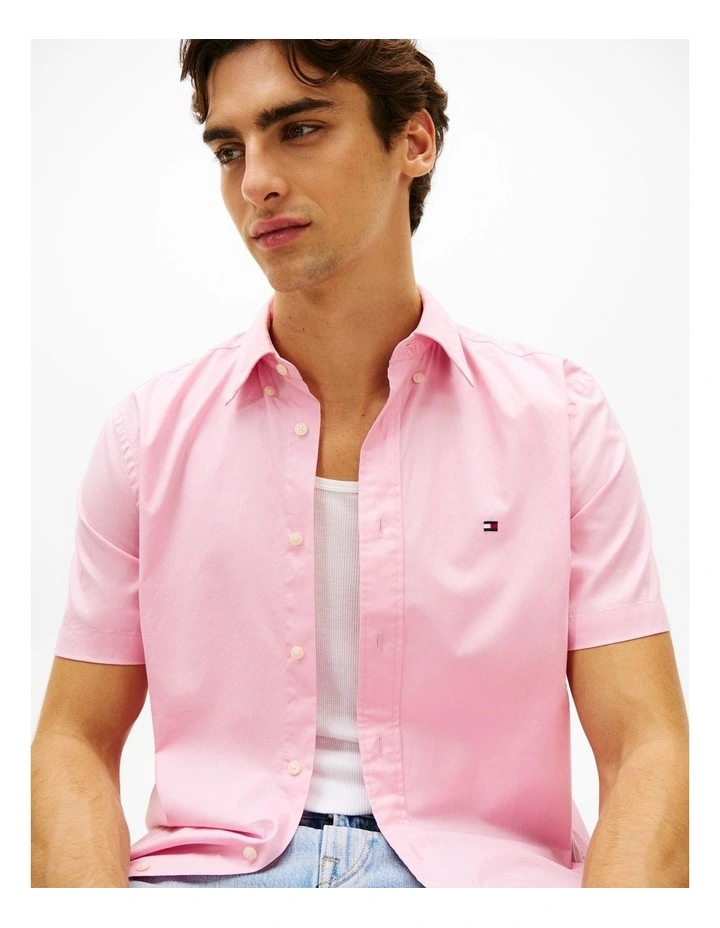 Flex Solid Poplin Shirt in Pink image 4