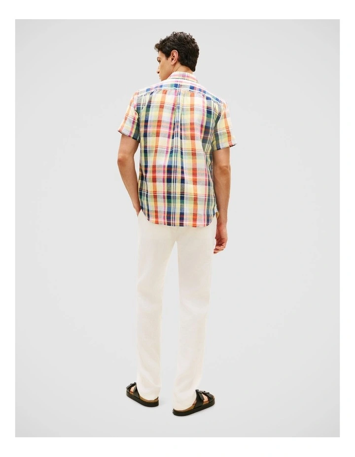 Linen Blend Plaid Shirt in Orange image 2