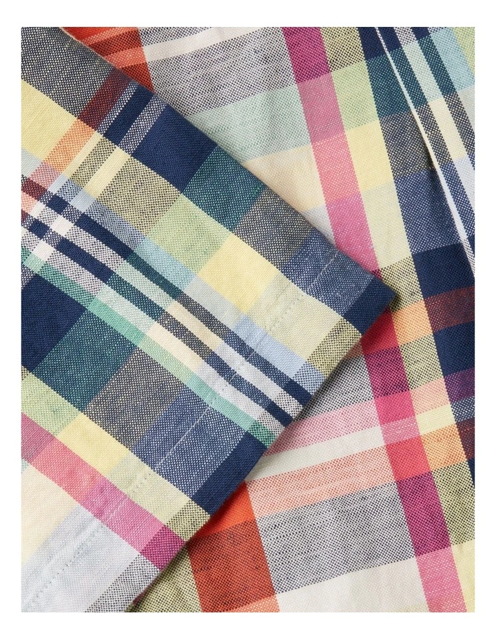 Linen Blend Plaid Shirt in Orange image 6