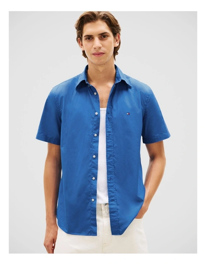 Flex Solid Poplin Shirt in Blue image 1