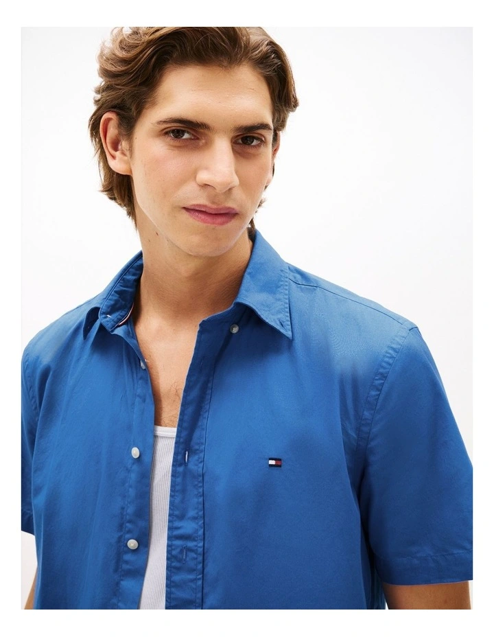 Flex Solid Poplin Shirt in Blue image 4