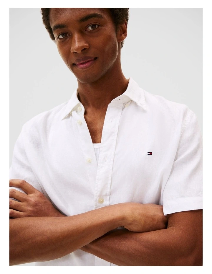 Pigment Dyed Linen Shirt in White image 4