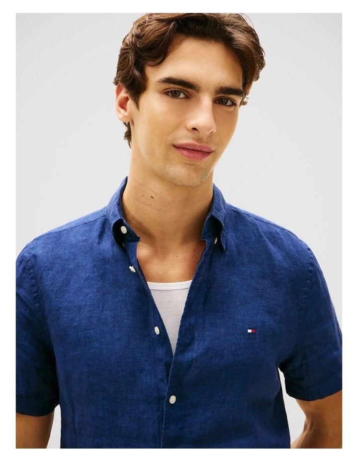Pigment Dyed Linen Shirt in Navy image 4