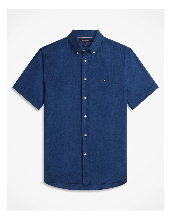 Pigment Dyed Linen Shirt in Navy image 6