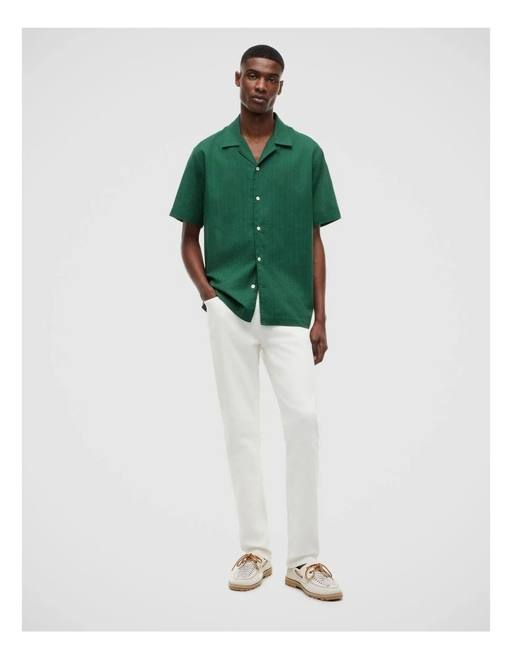 Relaxed Fit Windowpane Check Short Sleeve Shirt in Green image 3
