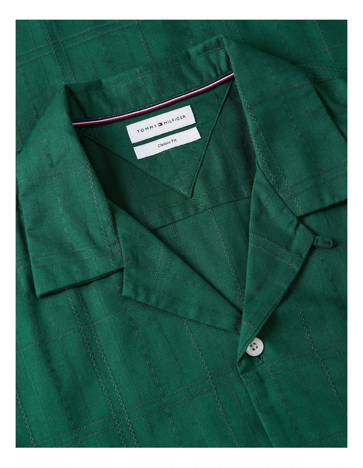 Relaxed Fit Windowpane Check Short Sleeve Shirt in Green image 5