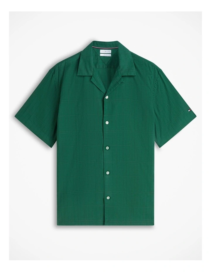 Relaxed Fit Windowpane Check Short Sleeve Shirt in Green image 6