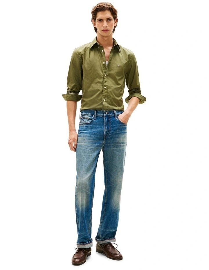 Flex Regular Fit Button-Down Poplin Shirt in Green image 4
