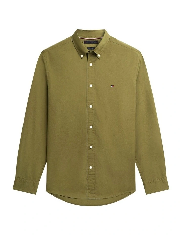Flex Regular Fit Button-Down Poplin Shirt in Green image 7