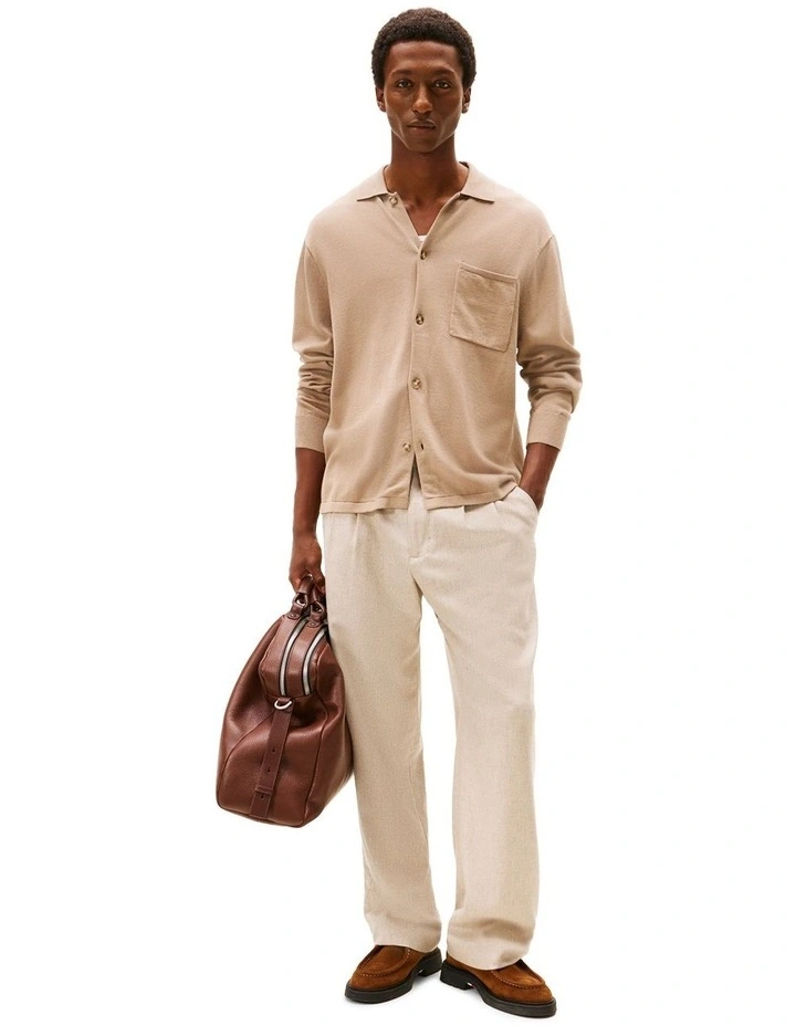 Essential Long Sleeve Overshirt in Beige image 4