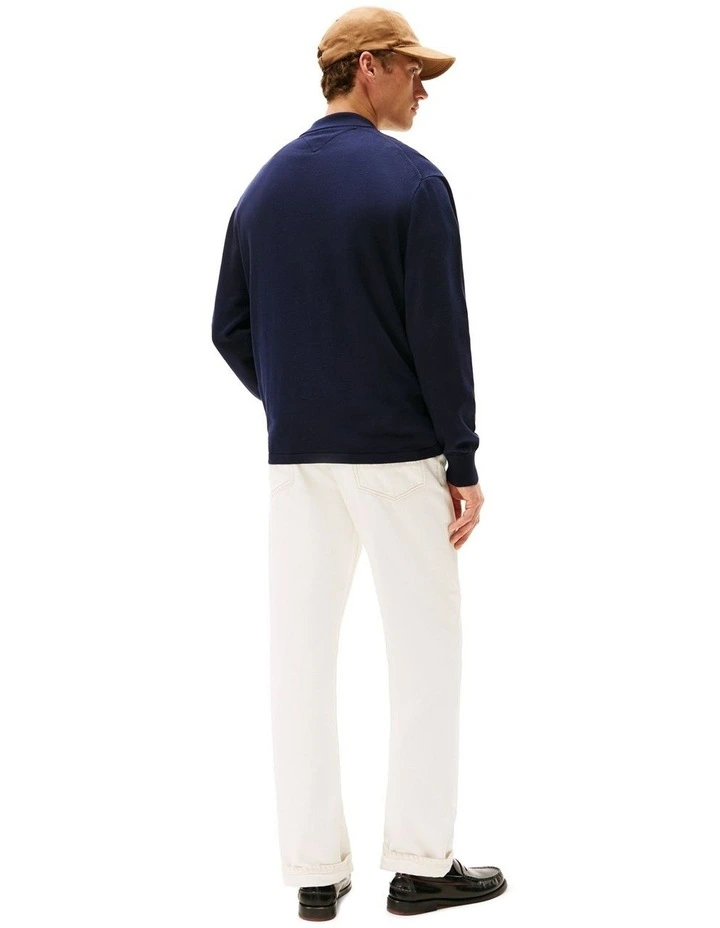 Essential Long Sleeve Overshirt in Navy image 3