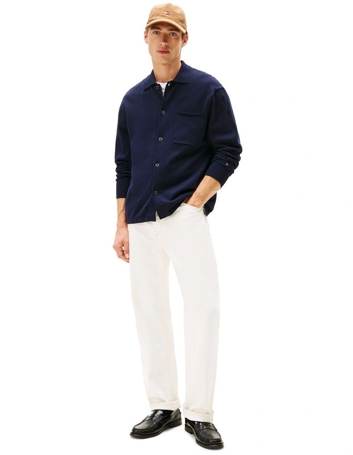 Essential Long Sleeve Overshirt in Navy image 4
