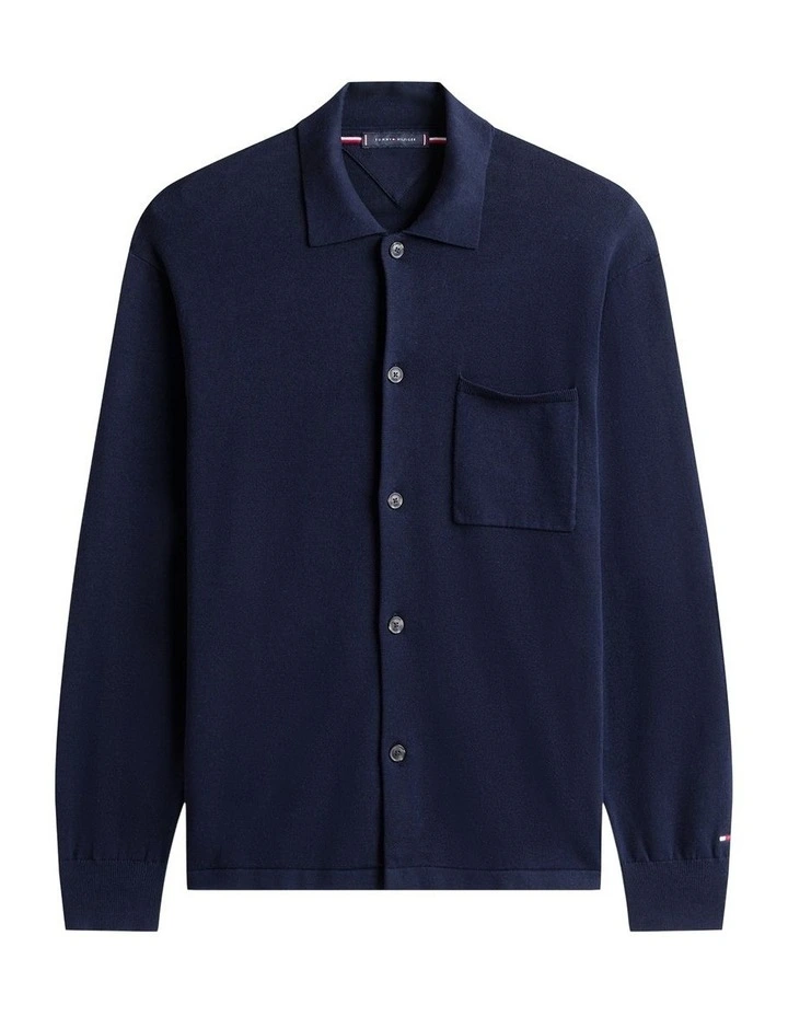 Essential Long Sleeve Overshirt in Navy image 5
