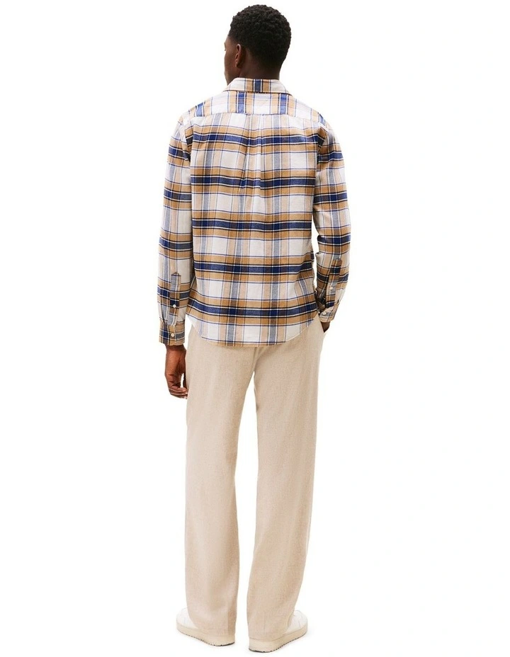 Regular Fit Tartan Check Shirt in Beige image 3