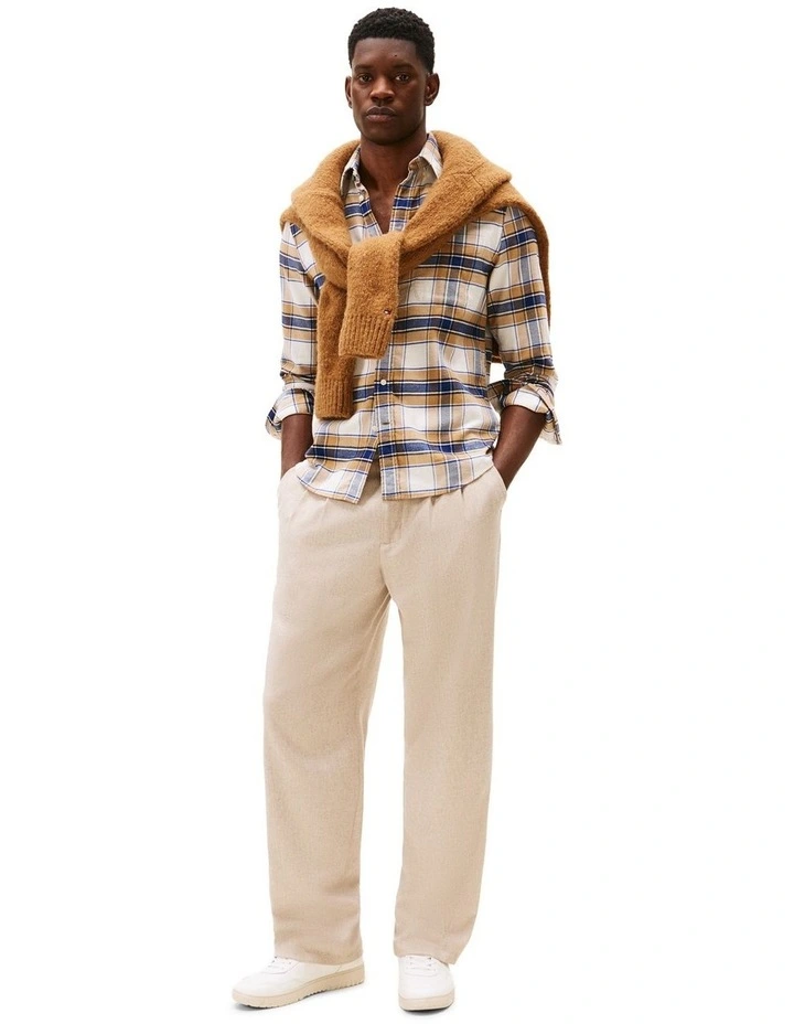 Regular Fit Tartan Check Shirt in Beige image 4
