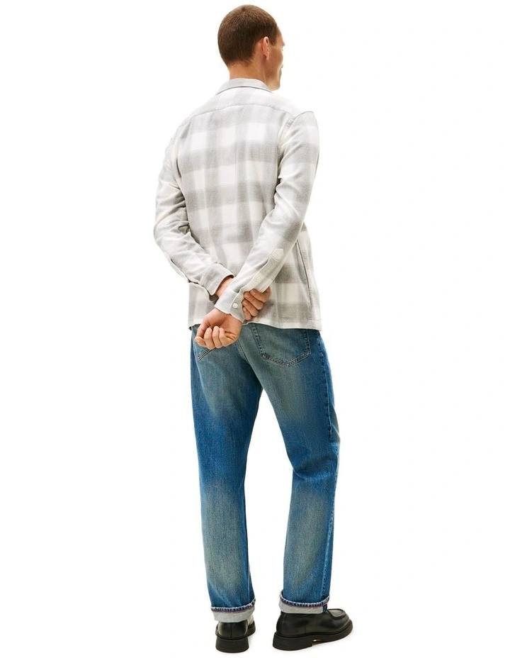 Relaxed Fit Check Flannel Overshirt in Grey image 3