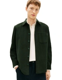 Relaxed Corduroy Overshirt in Green