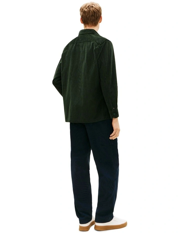 Relaxed Corduroy Overshirt in Green image 3