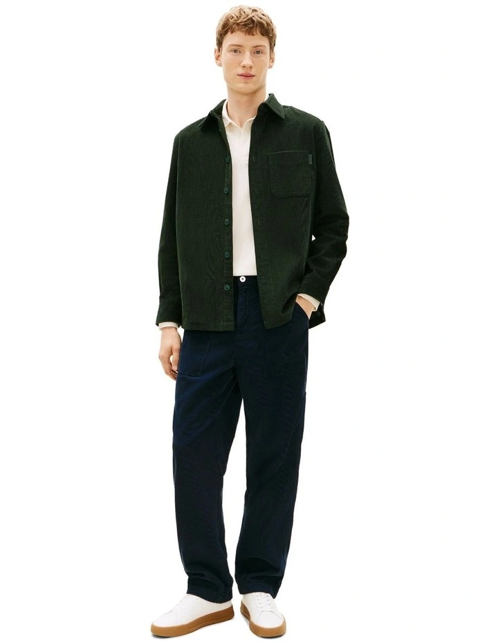 Relaxed Corduroy Overshirt in Green image 4