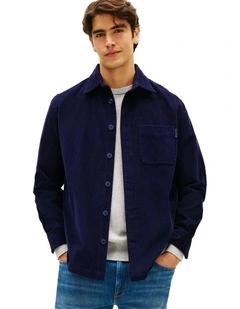 Relaxed Corduroy Overshirt in Blue