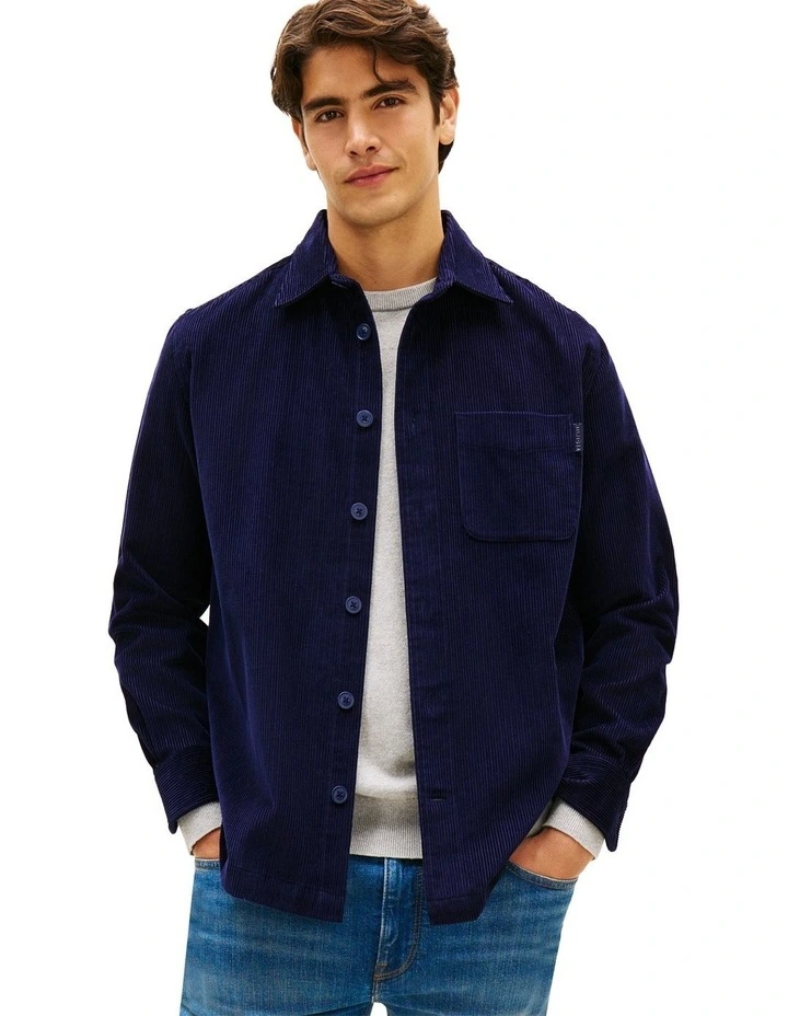 Relaxed Corduroy Overshirt in Blue image 1