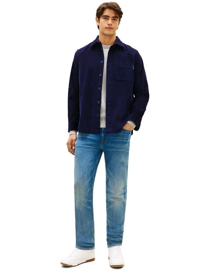 Relaxed Corduroy Overshirt in Blue image 4