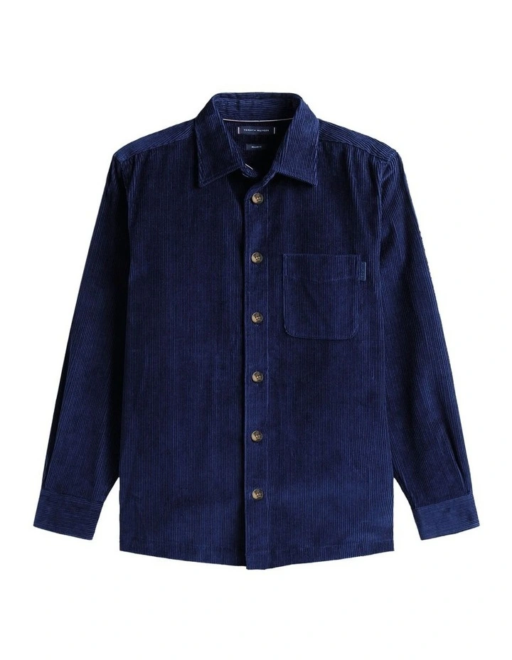 Relaxed Corduroy Overshirt in Blue image 5